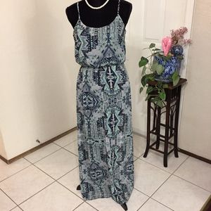 One Clothing Blue/Mint Maxi Dress (size S)